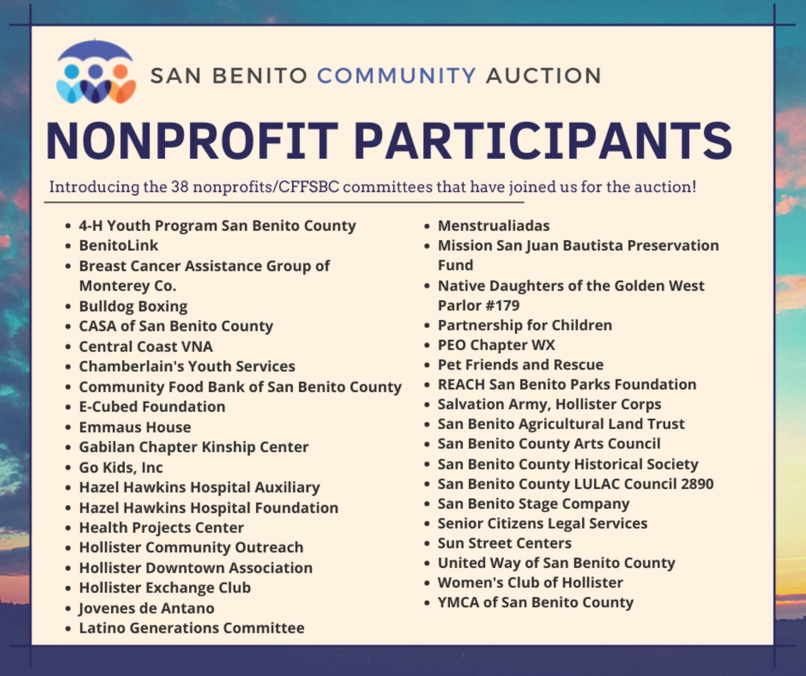 San Benito Community Auction Nonprofit Participants