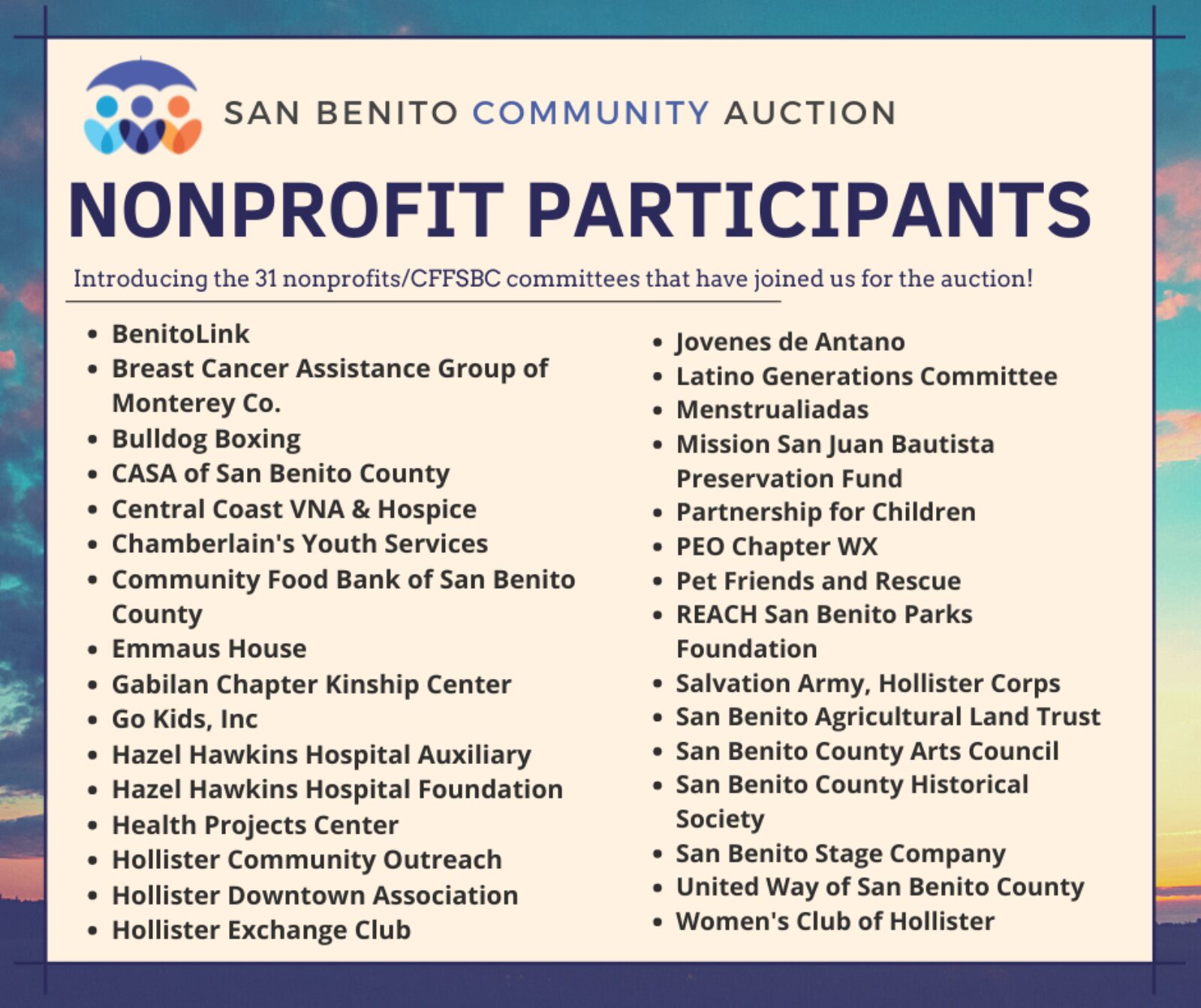 San Benito Community Auction Nonprofit Participants